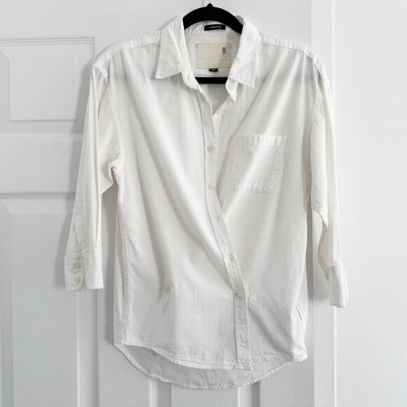 R13 Crossover Front White Oxford Shirt, size Small - Picture 3 of 9